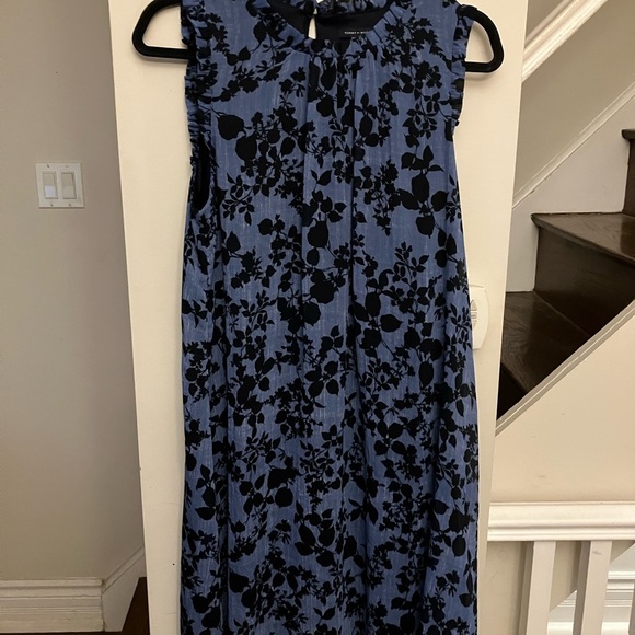 Blue and Black Floral Shift Dress ON SALE - Picture 7 of 7